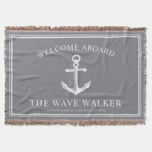 Nautiskt båtvälkomnande  Grått och vit Filt