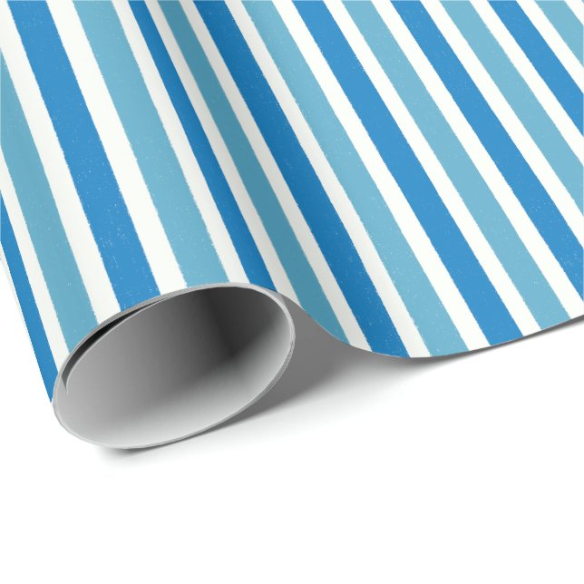 Nautiskt Blått Randigt Mönster Presentpapper (Rullad Hörn)