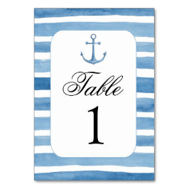Nautiskt bordsnummer. Beach bröllop. Blå nummer Bordsnummer