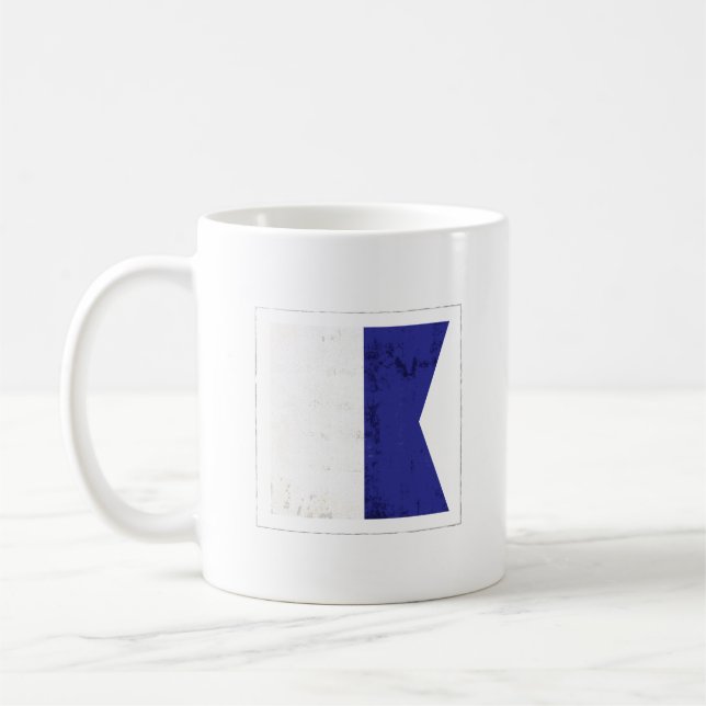 Nautiskt brev "A" signalerar flagga Kaffemugg (Vänster)