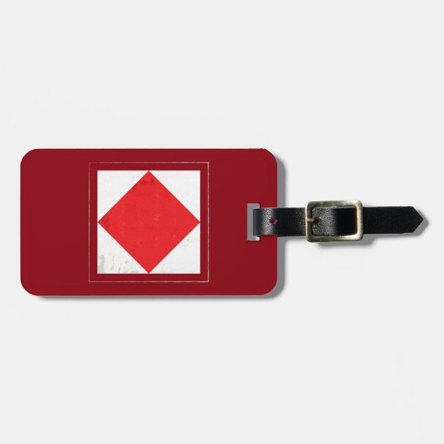 Nautiskt brev "F" signalerar flagga Bagagebricka (Horisontell Framsida)