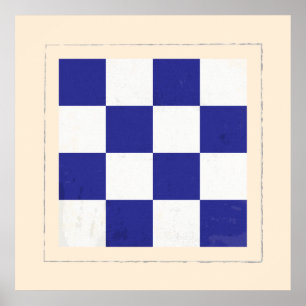 Nautiskt brev "N" signalerar flagga Poster