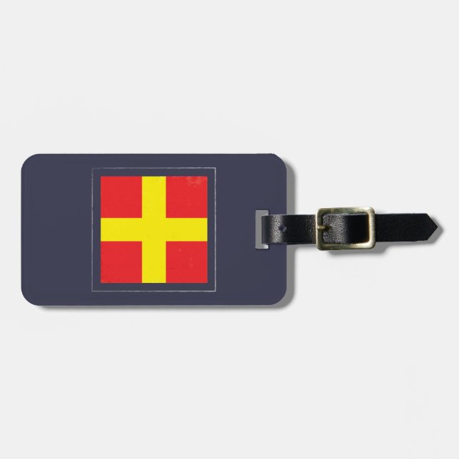 Nautiskt brev "R" signalerar flagga Bagagebricka (Horisontell Framsida)