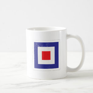 Nautiskt brev "W" signalerar flagga Kaffemugg