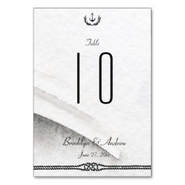 Nautiskt Bröllop Bordsnummer Grått och vit