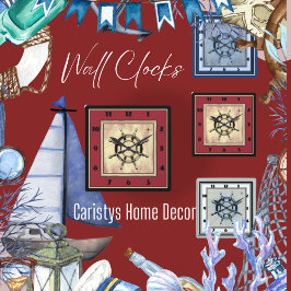 Nautiskt centrum rött fyrkantig klocka