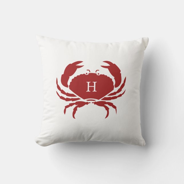 NAUTISKT CRAB Red White-kusten utomhusfyllning Kudde (Framsida)
