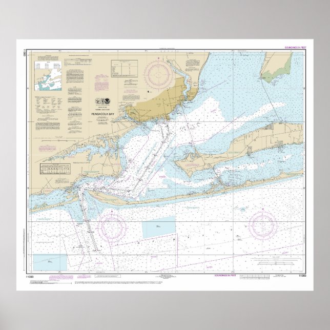 Nautiskt diagram 11383 i Pensacola Bay Poster (Framsidan)