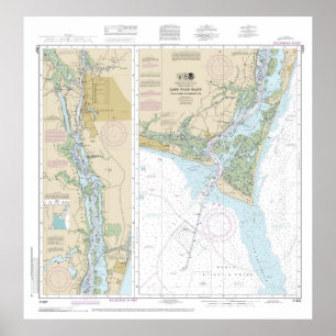 Nautiskt diagram 11537 över Kap Fear River Poster