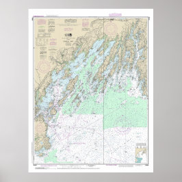 Nautiskt diagram 13290 i Casco Bay Poster