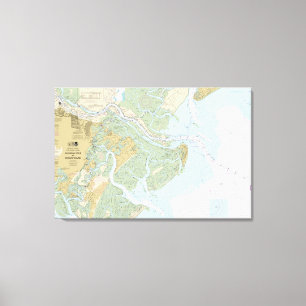 Nautiskt diagram över floden Savannah och Wassaw L Canvastryck