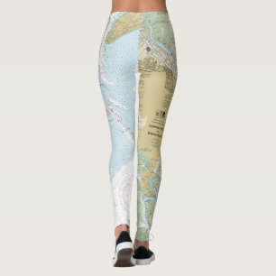 Nautiskt diagram över floden Savannah och Wassaw L Leggings