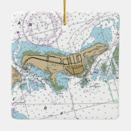 Nautiskt diagram över nyckel Biscayne Florida Julgransprydnad Keramik