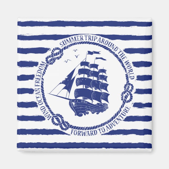 Nautiskt emblem med segelbaserad Frakt Magnet (Framsidan)