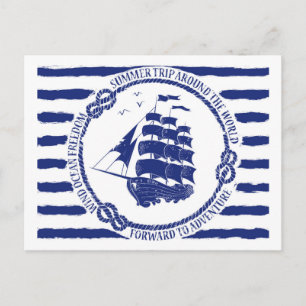 Nautiskt emblem med segelbaserad Frakt Vykort
