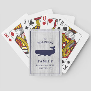 Nautiskt familjenamnsmonogram Strandhus Rustikt Casinokort