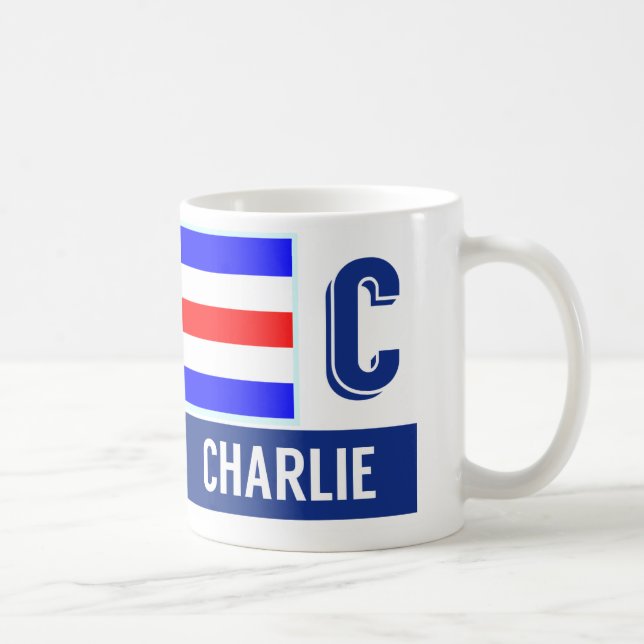 Nautiskt flaggaalfabet "C" Charlie Kaffemugg (Höger)