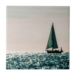 Nautiskt fotografi av blått hav kakelplatta