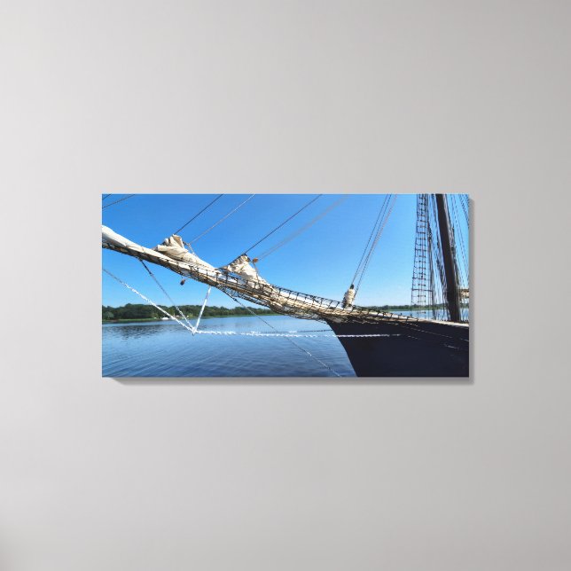 Nautiskt fotografi av Majestic Schooner Sailboat Canvastryck (Framsida)