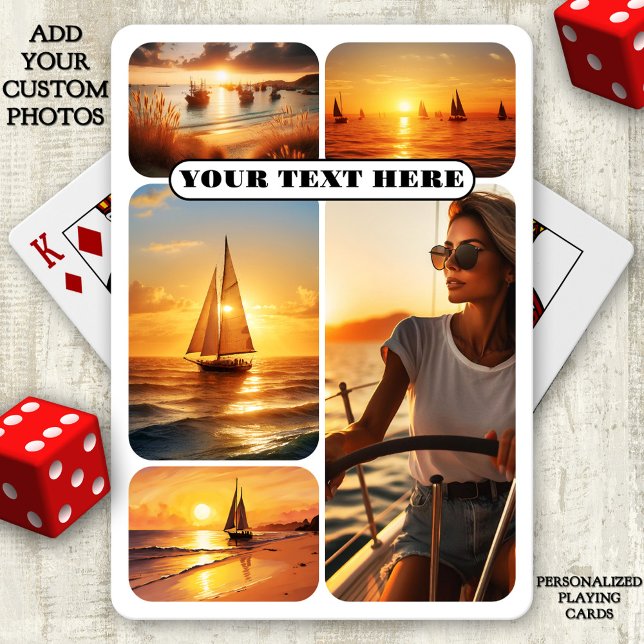 Nautiskt fotokollage Sailor-uppspelningskort Casinokort (Playing cards featuring a photo collage with your favorite nautical photos. Great for a sailor.)