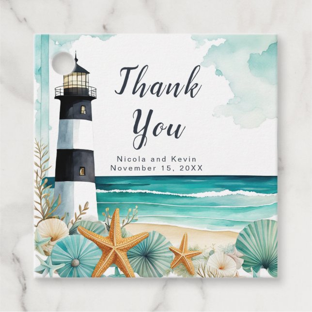 Nautiskt fyr Bröllop Gåvor Etiketter (Framsida)