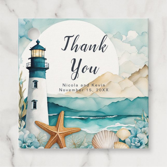 Nautiskt fyr Bröllop Gåvor Etiketter (Framsida)