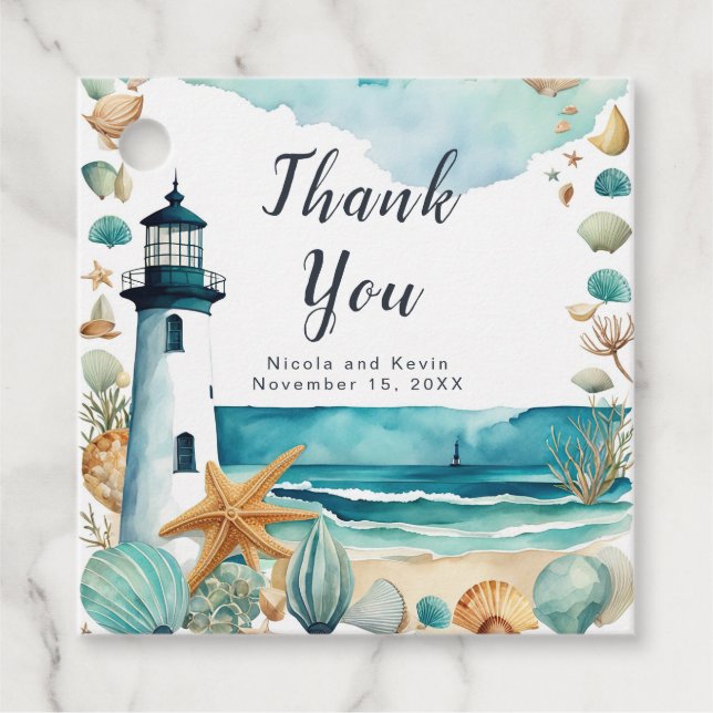 Nautiskt fyr Bröllop Gåvor Etiketter (Framsida)
