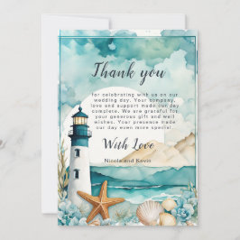 Nautiskt fyr Bröllop Tack Kort