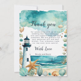 Nautiskt fyr Bröllop Tack Kort