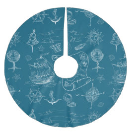 Nautiskt grafiskt mönster för ritning julgransmatta borstad polyester