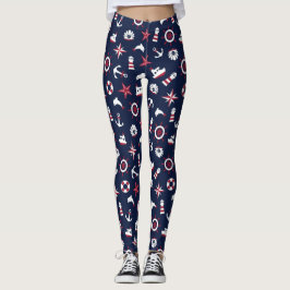 Nautiskt havsmönster leggings