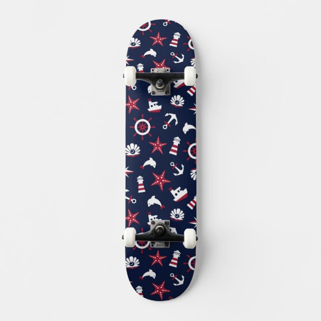 Nautiskt havsmönster skateboard bräda 21,5 cm (Framsida)