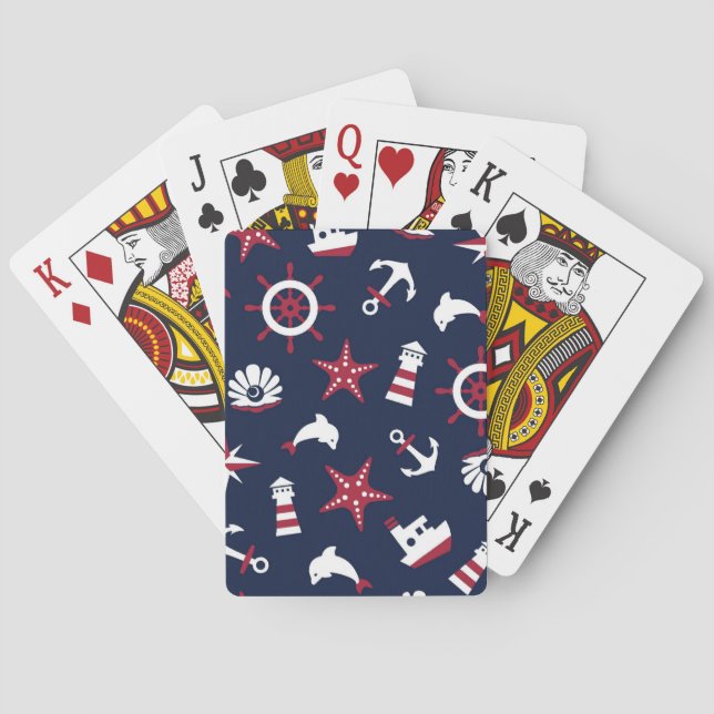 Nautiskt havsmönster spel kort (Baksidan)