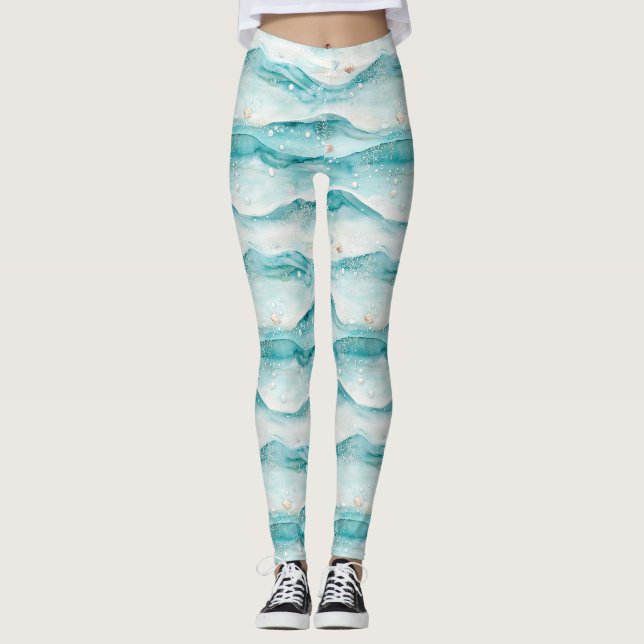 Nautiskt havssnäcka-mönster leggings (Framsida)
