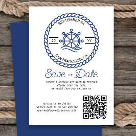 Nautiskt hjul QR-kort Bröllop spara datum Datumet