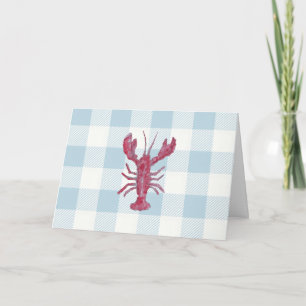 Nautiskt hummerblått Gingham-mönster Kort