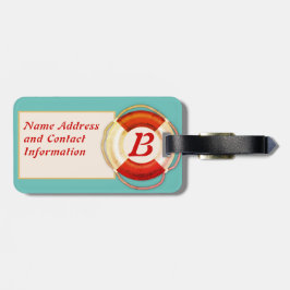 Nautiskt initial retro livräddar Mönster Bagagebricka