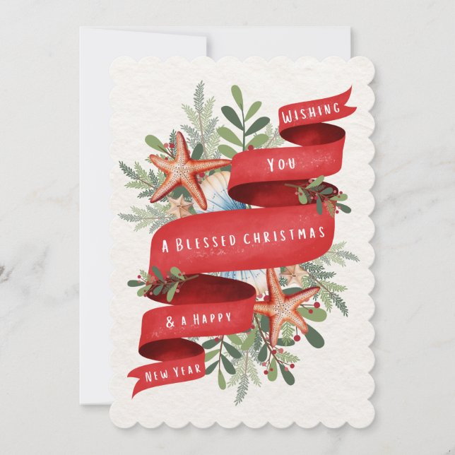 Nautiskt julhälsningskort inbjudningar (Framsida)