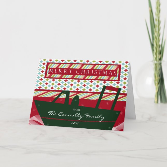 Nautiskt julkort för Boat Älskare Helgkort (Framsida)