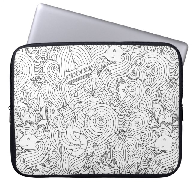 Nautiskt klotter laptop sleeve (Framsidan)