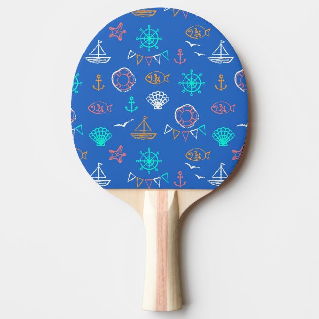 Nautiskt kritateckningmönster 1 pingisracket (Framsidan)