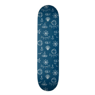 Nautiskt kritateckningmönster 2 old school skateboard bräda 21,6 cm