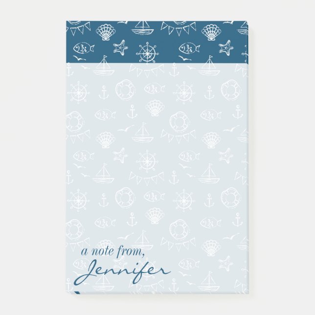 Nautiskt kritateckningmönster | tillfogar ditt post-it block (Framsida)