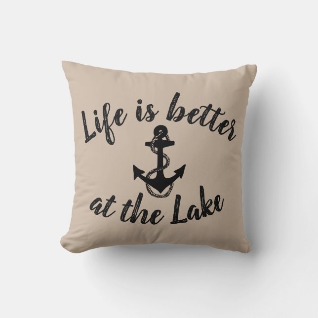 Nautiskt LIV ÄR BÄTTRE I SJÖ och ankare Kudde (Framsida)