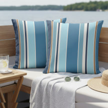 Nautiskt ljus teal mörk marinblå vit randig