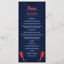 Nautiskt marinblå korall sjöhästar strandbröllop