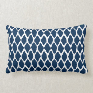 Nautiskt marinblått och vit mönstrade Ogee Lumbarkudde