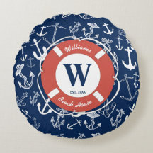 Nautiskt monogram - blå ankarplatta