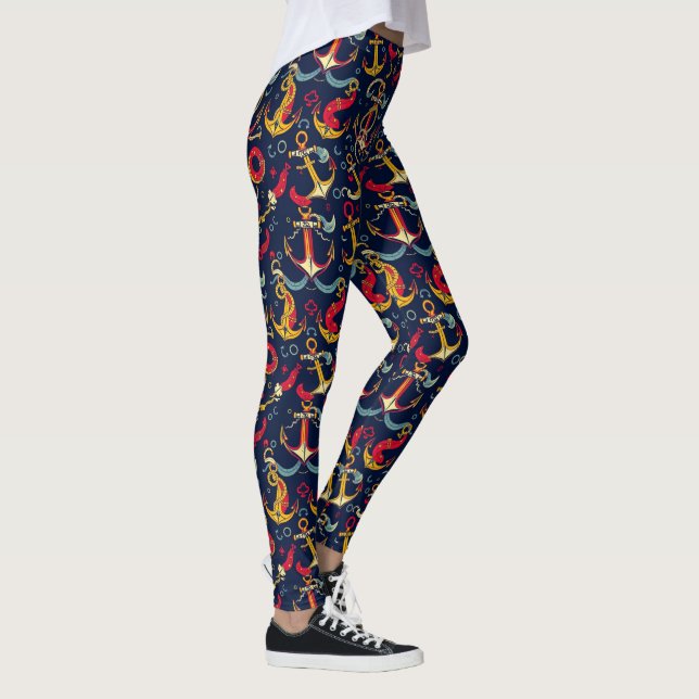 Nautiskt Mönster Leggings (Höger)