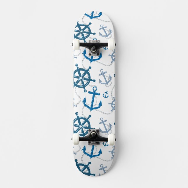 Nautiskt mönster mini skateboard bräda 18,5 cm (Framsida)